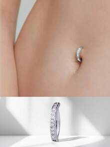 1/2/3pcs Fashionable Sexy Single Row Rhinestone Navel Ring, Women Belly Button Piercing Jewelry
