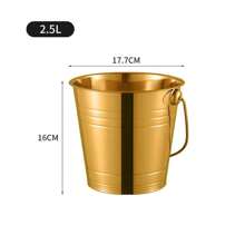 1 pieza Cubo de hielo portátil de acero inoxidable dorado - Accesorio de almacenamiento de bebidas para barbacoa y fiestas al aire libre, Verano, Conjuntos de verano