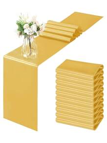 2/4/6/12/24pcs Satin Table Runner 11 X 108 Inch Gold Long Wedding Satin Silk Table Runner For Wedding Banquet Graduations Birthday Party Decoration