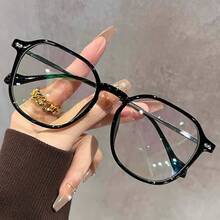 1pc Women Square Brown Clear Lens Glasses, Suitable For Daily Commute And Street Style - Multicolor - View 9