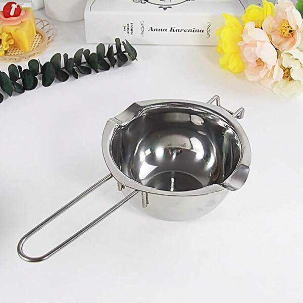 1 pièce Pot de fusion de cire à long manche anti-brûlure, pot pour fabrication de bougies DIY, pot de fusion de cire 400ml