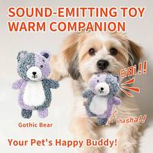 FULED 可爱有趣的小型动物发声毛绒玩具 - 企鹅/青蛙/熊/兔子/熊猫，超柔软毛绒，全身摇铃纸，内置发声装置，减少孤独感，促进互动，适合小型和中型犬 - 彩色 - 查看 10