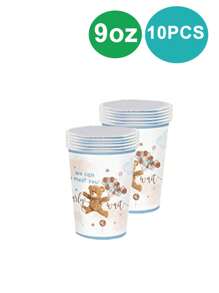 10 قطعة مناديل ورقية أطباق على شكل دب أرعوني للديكور، أطباق ورقية قابلة للتخلص منها على شكل دب أرعوني، لحفلات أعياد الميلاد والتجمعات العائلية