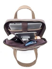 Women's Oxford Cloth Waterproof Laptop Backpack, Solid Color Outdoor Travel Backpack, Suitable For Girls, Students, Office Workers, Applicable For Work, Commuting, School, Business, Travel And Other Occasions - Khaki - View 6