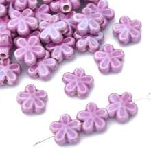 10 pezzi Perle in ceramica a forma di fiore da 12 mm per realizzare gioielli fai-da-te - Perle decorative multicolore vibranti per collane, braccialetti e accessori, forniture per hobby, perle con finitura lucida, perle vibranti, perle per la creazione di gioielli