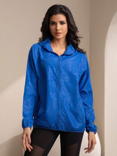 Women's Outdoor Casual Windbreaker, Waterproof Lightweight Plain Color Jackets, Thin Long Sleeve Sports Coats