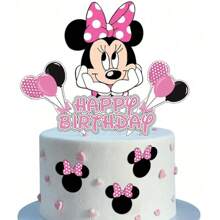 Disney 100 pièces Ensemble thème de fête dessin animé - Ballons, décoration de gâteau, décoration de petits gâteaux, convient pour anniversaire, remise des diplômes etc. - Ballons bleus et roses, décoration de fête thème Mickey et Minnie, décoration de fête d'anniversaire, arche de ballons, décoration de fête