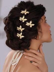 Elegante pinza para el cabello de metal con diseño de mariposa de moda