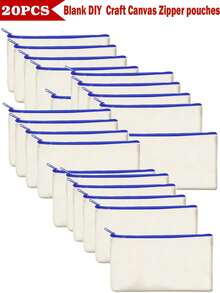 5/10/20pcs Set Blank Canvas Tote Bags For DIY Painting And Digital Printing, Portable Cosmetic Bags For Toiletries, Travel Makeup, Gifts To Express Love And Gratitude, Cute Handbag/Wallet/Snack/Gift Storage Bag With Zipper For Lipstick, Brush, Skincare, Phones, Coins, Small Items Make Up Bag - Beige - View 8