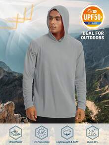 Cavva Men's Summer UPF 50+ Sun Protection Long Sleeve Shirt Quick-Dry Lightweight Breathable Soft Outdoor Hiking Running - Light Grey - View 4