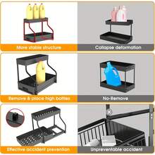 Double-Layer Pull-Out Cabinet Organizer Rack, R-Shaped Sliding Track Storage Basket, Adjustable Anti-Moisture Kitchen & Bathroom Shelf, Large Capacity Space Expander, Available In Black And White