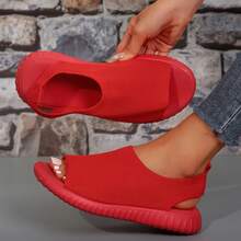 Comfortable Fish Mouth Sandals For Women Mesh Upper Lightweight Beach Ready - 紅色 - 查看 3