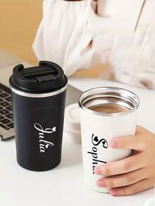 1pc Customized Stainless Steel Coffee Cup, Keeps Drinks Hot & Cold, Portable European High-End Latte Cup, Unisex Double Wall Stainless Steel Vacuum Travel Mug, 17oz/500ml Reusable Insulated Tumbler, Personalized Name Gift Suitable For Coffee, Tea, Cold Drinks, Best Birthday, Graduation, Christmas, Anniversary Gift For Her/Him, Husband, Wife, Sister