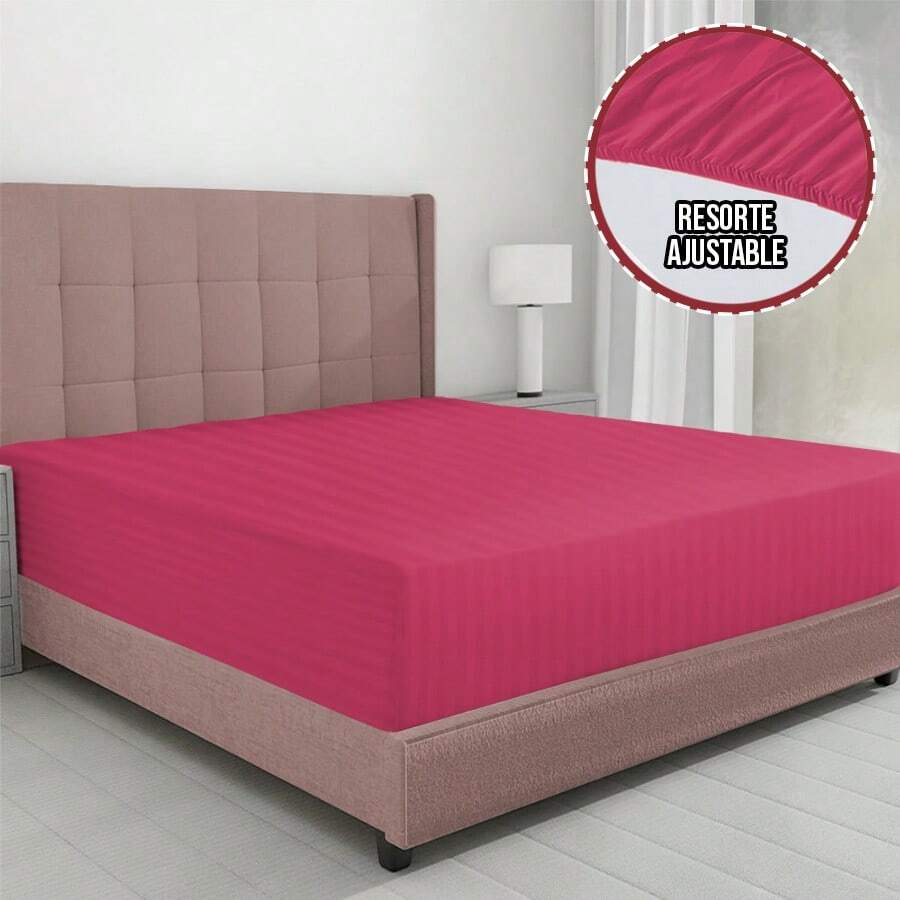 Sábana de Cajón Ajustable | Tela Fresca, Suave y Ligera | Tacto Algodón | Transpirable | Tallas Individual, Matrimonial, Queen Size y  King Size | Varios Colores | El regalo perfecto para Mamá - Rosa Fucsia - Ver 1