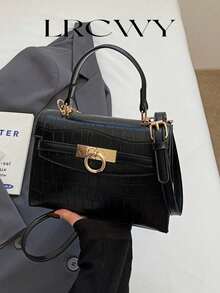 Bolso de mano elegante negro de mujer con correa de metal premium, bolso de moda y elegante - Negro - Ver 1