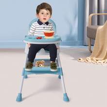 Adjustable Baby High Chair With Cushion And Foldable Tray For 6-36 Months, Travel Folding High Chair With Footrest, Load Capacity 176 Lbs, 5-Point Harness, Green/Blue/Pink