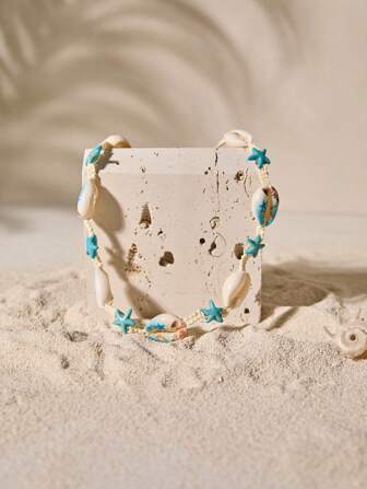 Tropiscape 海星和贝壳图案装饰项链 秋季圣诞节 冬季圣诞节礼物