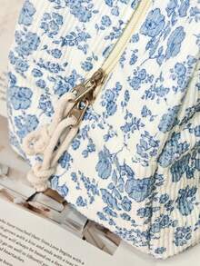 Large Capacity Reusable Insulated Lunch Bag Lunchbox Tote, Zipper Design Simple & Elegant, Mother's Day Gift, Essential For Picnic Food Storage & Keeping Warm Bag For School School Accessories School Stuff - Blue and White - View 5