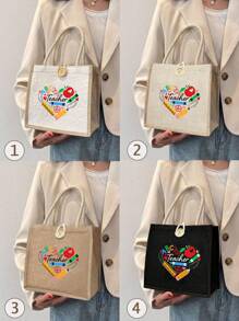 Bolsa de tela para maestras con diseño en forma de corazón e impresión de "Maestra", regalo perfecto para maestras mujeres, hermanas, niñas y sobrinas en el Día del Maestro, cumpleaños o Acción de Gracias