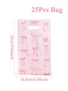 10/25/50pcs Pink Bow Gift Bags, Gift Wrapping Bags, Tote Bags, Gift Packaging Bags, Storage Bags, Pink Bow Party Favor Bags, Pink Birthday Decor, Wedding Supplies, Bridal Shower Favors, Baby Shower Decor, Gender Reveal Party Supplies, Bow Birthday Decorations, Pink Bow Decorations, Holiday Party Supplies, Pink Bow Decorations - Pink Bow - View 5