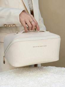 1Pc Large Capacity Waterproof Pu Cosmetic Bag For Women'S Beauty Tools & Toiletries, Multifunctional Travel Wash Bag,Makeup Bag Makeup Pouch Skincare Bag Toiletry Bag Packing Cubes,Travel Essentials Cruise Essentials Dorm Essentials Back To School