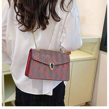 Schlangenmuster Tasche Damentasche Retro Kettentasche Damen Schulter Crossbody kleine quadratische Tasche