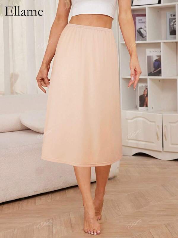 Women's Elegant Skirt With Elastic Waistband And Lining, Can Be Worn As An Underskirt Or Standalone, Versatile