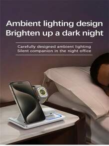 LED Fast Wireless Charger Stand 3 In 1 Foldable Charging Station For I Phone 16 15 14 13 12 A Pple Watch 9 8 7 6 5 Air Pods Pro