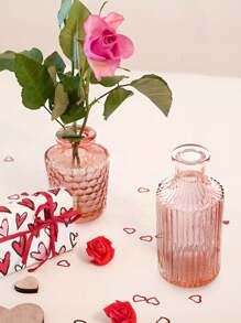12 Pcs/Set Vintage Pink Glass Vases, Transparent Glass Small Flower Vase Set