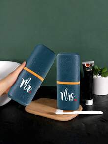 Portable Couple Travel Toothbrush Cup, Wash Cup, Household Bathroom Storage Box, Tooth Tank, Mouthwash Cup, Travel Toothbrush Case, Rinsing Cup, And Toothpaste Holder - Alcohol-Free, Compact Design, Perfect For Oral Care On The Go.Couple Supplies,Outdoor Business Travel Supplies Box,Valentine's Day Gift - Multicolor - View 5