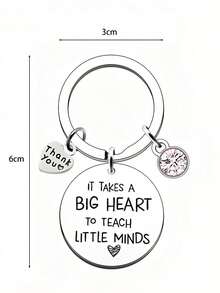 1 件“It Takes A Big Heart”不锈钢钥匙扣，镶有粉色水钻，教师节/毕业礼物，感谢学校背包 - thank you紅蘋果 - 查看 4