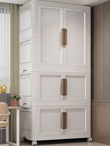 5/4/3/2/1 Layer Storage Cabinet Shelf, Household Wardrobe For Baby Clothes, Toys, Snacks, Easy Assembly, Foldable - White Brown - View 10