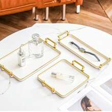 Light Luxury Tray Household Rectangular Cosmetics Storage Tray Living Room Water Cup Storage Hotel Apartment Storage Tray