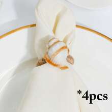 4pcs Resin Seashell, Starfish And Seahorse Assorted Ocean Series Napkin Rings, Tabletop Decoration