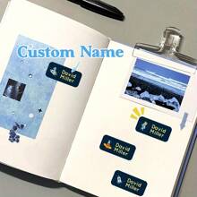 Customized Name Stickers - Durable PVC, Glossy Finish - Ideal For Water Bottles, Gifts, And Document Organization - Back-To-School Essentials, Personalized Desk & Office Supplies, Customizable Name Tags | Space Theme Design | Glossy Finish Stickers, Name Tags For Water Bottles