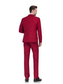 Men's 3 Piece Suit Set Slim Fit Single Breasted Blazer Vest Pants Wedding Groom's Suit Light Wine Red/Denim Blue/Pink - XS To XXXL  Business - Business Commuting  Business - Formal Business  Business - Evening Attire    All  Spring/Fall  Slim Fit  Button  Pocket  Formal & Evening  Christmas  Halloween  Thanksgiving Day  Easter  Independence Day  International Workers' Day - Burgundy - View 3