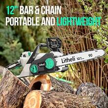 Litheli Sierra De Cadena Inalambrica De 12 Pulgadas 40 V 2.0 Ah Motosierra Electrica Para Arboles Poda Corte De Ramas Patio Bateria De Jardin Y Cargador Incluidos - as pic - View 4