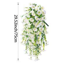 1 pieza Flor artificial simulada, Flor artificial de Campanilla con hojas de eucalipto, plantas colgantes realistas, adecuadas para boda, hogar, oficina, jardín, decoración de cumpleaños, aniversario, graduación, decoración de jardín, plantas de exterior, jardinería, flores artificiales, decoración de hogar y jardín, decoración de habitaciones, regalo decorativo de cumpleaños y graduación