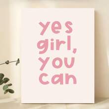 1pc Retro Motivational Quote Empowering 'Yes Girl, You Can' Wall Art Poster Living Room Bar Cafe Bedroom Office Home Decorative Canvas Painting Optional Frame Room Decor Bedroom Decor Wall Decor