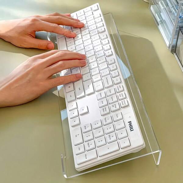 1pc Acrylic Keyboard Stand - Compact Desktop Lifter For Keyboard And Mini PC, Plastic, Uncharged, Space-Saving Design For Modern Workspaces, Keyboard Stand | Sleek Keyboard Stand | Plastic Stand, Keyboard Tray Back To School