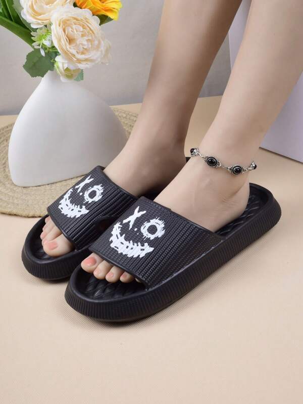 Women's Casual House Slippers, Flat Strap Slides, Summer Anti-Slip Outdoor Beach Sandals, Fashion Minimalist Lightweight Personalized