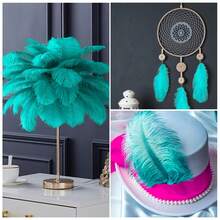 10pcs Mint Green Artificial Feathers 10-12 Inch (25-30cm) Bulk Feathers For Home Decoration And DIY Clothing And DIY Clothes Decoration, Gatsby Decorations - Màu xanh Bạc hà - Xem 3
