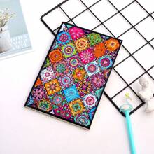 1 Set Delicate Mandala Flower Cover Diamond Painting Notebook Set, 5D DIY Asymmetrical Diamond Embroidery Thick Sketchbook & Notebook, Handicraft, Suitable For Students, Home, Business, Memo Pad And Holiday Gifts