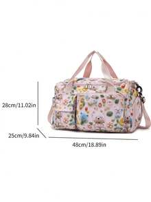 [Classic Style] Fashionable New Oxford Cloth Handbag Tote, Featuring 3D Animal Prints. This Large Capacity Travel Bag Has Versatile Functions Including Wet/Dry Separation And Independent Shoe Compartment. Suitable As Gym/Yoga Bag For Both Men And Women. Can Be Used As School/Commute Bag, Weekend Travel Bag, Overnight Bag, Or Hospital Packing Bag. - Baby Pink - View 5
