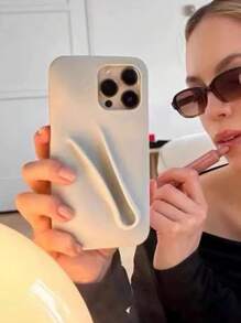 1 pieza Funda de teléfono protectora de silicona minimalista y de unicolor para 16/15/14/13 Pro Max/12, con soporte para lápiz labial (lápiz labial no incluido)