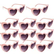 11pcs Street Photography Prop Decoration Heart-Shaped Party Sunglasses, Retro Fashion, Suitable For Wedding, Christmas, Halloween Gifts And Holiday Presents