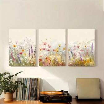 1Pc/3Pcs Gorgeous Flowers Floral Botancial Wall Art Decor Posters Abstract Watercolors Canvas Prints Fashion Paintings For Living Room Bedroom Home Office Dormitory Decor Wall Background Design Picture Optional Frame ,Wall Art With Frame