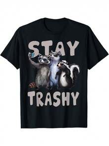 Camisetas divertidas Stay Trashy Funny Raccoon, Opossum, Skunk para hombres - Multicolor 1 - Ver 1