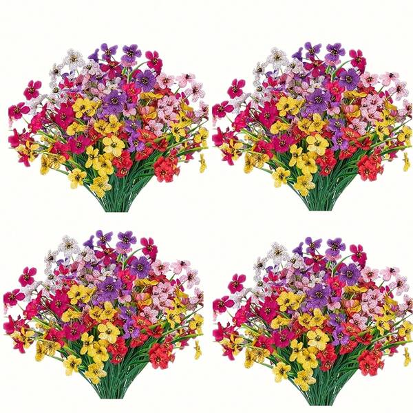 10pcs Artificial Eucalyptus Plastic Flowers, Indoor/Outdoor Home Garden Decor (Mixed Colors)