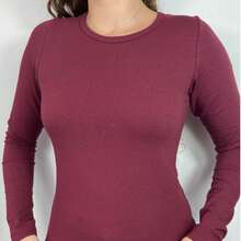 Women's Basic Long Sleeve Cotton Blouse - 楓 - 查看 4